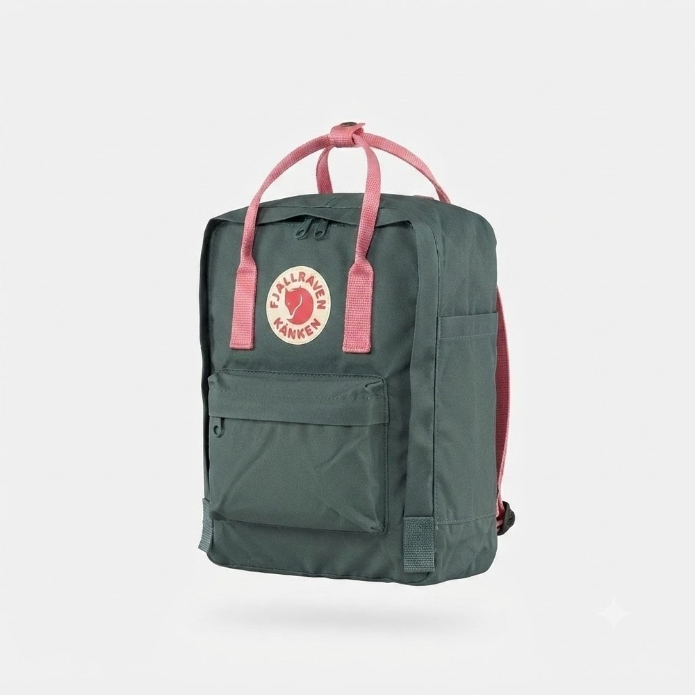 Fjallraven Kanken Mini Backpack Green Pink Straps Authentic